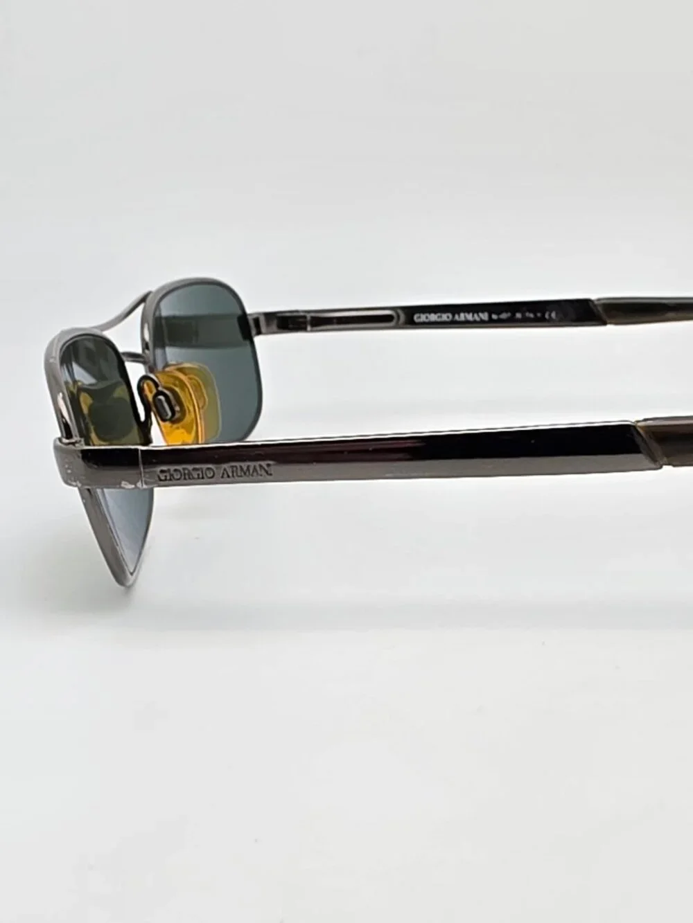 Giorgio Armani 678 1144 Small Pewter Frame G-15 Glass Lens Aviator Sunglasses